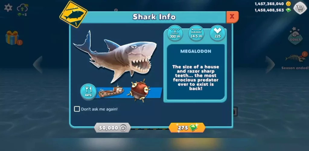 Hungry Shark Mod APK Shark Info