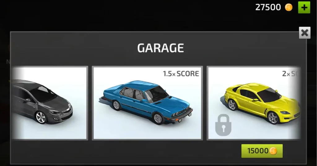 Racing in Car 2 Mod APK Garage